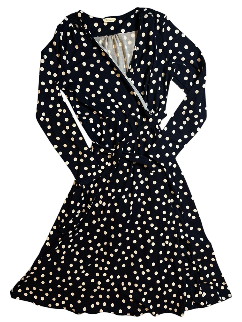 Classic Black and White Polka Dot Maxi Wrap Dress Les Amis